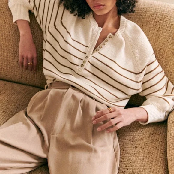 NWT Sezane Leontine Jumper in Ecru/Camel - Picture 3 of 8